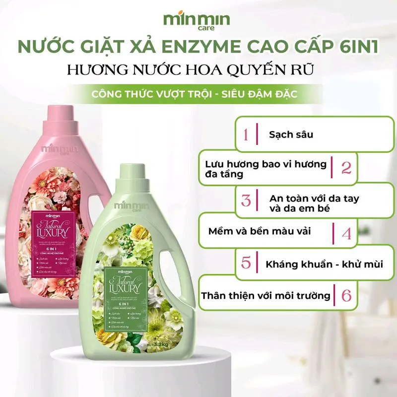 COMBO 2 CAN NƯỚC GIẶT XẢ ENZYM SINH HỌC MIN MIN CARE Làm Sạch 2