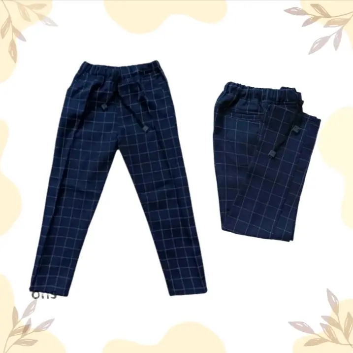 celana panjang tartan anak 1-13 tahun unisex garis kotak kotak 3