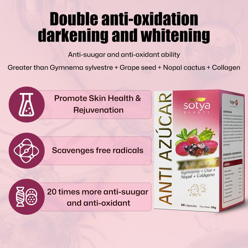 Product Introduction of 3 Bottles【Sotya Oxeagle】Collagen Supplement | Control Sweet Craving| Enhance Skin Elasticity & Overall Health | Gymnema+Grape Plant Extract  | Safe & Organic | 180 Capsules | 90 Day Supply 37