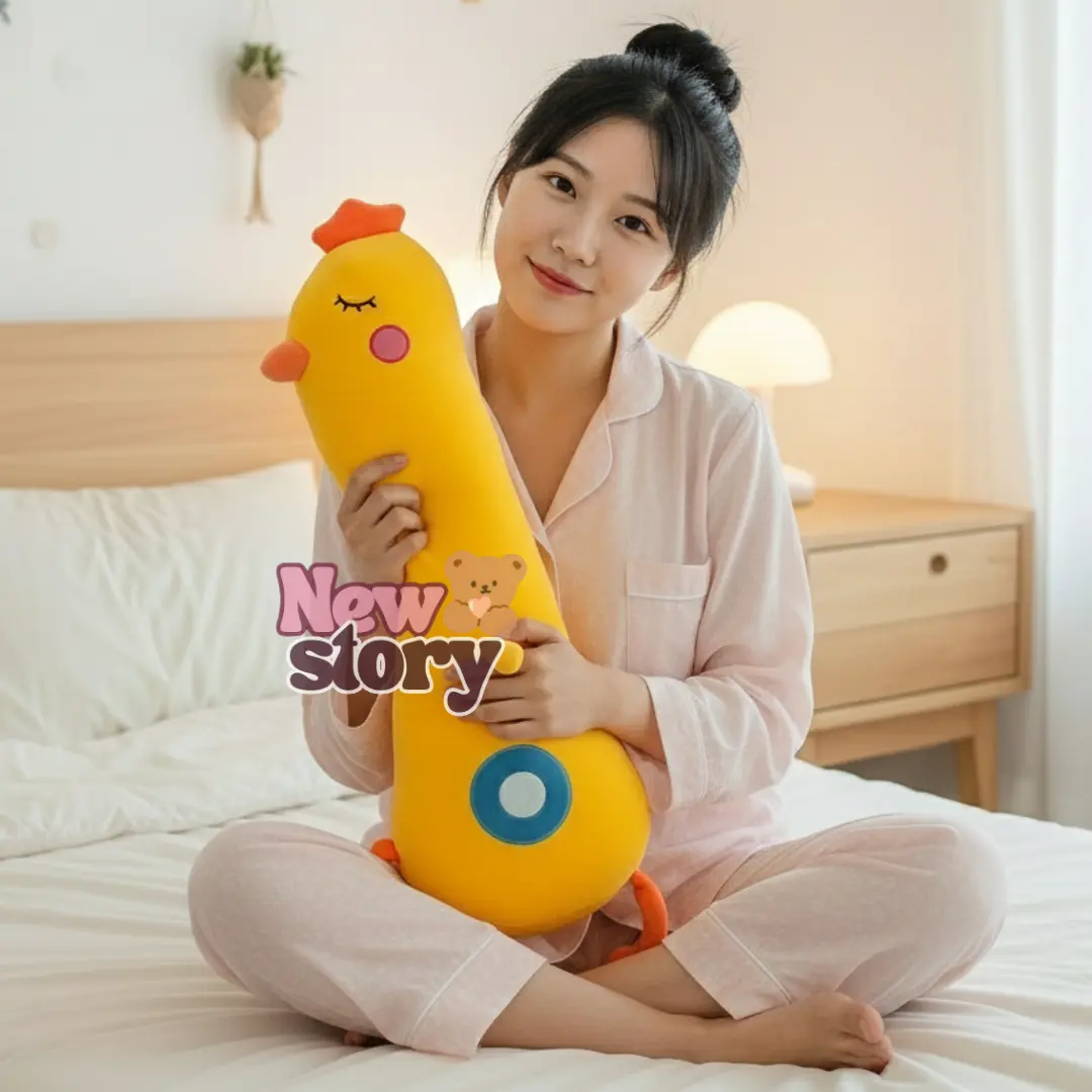 New Story Boneka Guling Anak Karakter Ayam Bobo Berlabel SNI 50cm Bahan YELVO Lembut & Aman Dicuci
