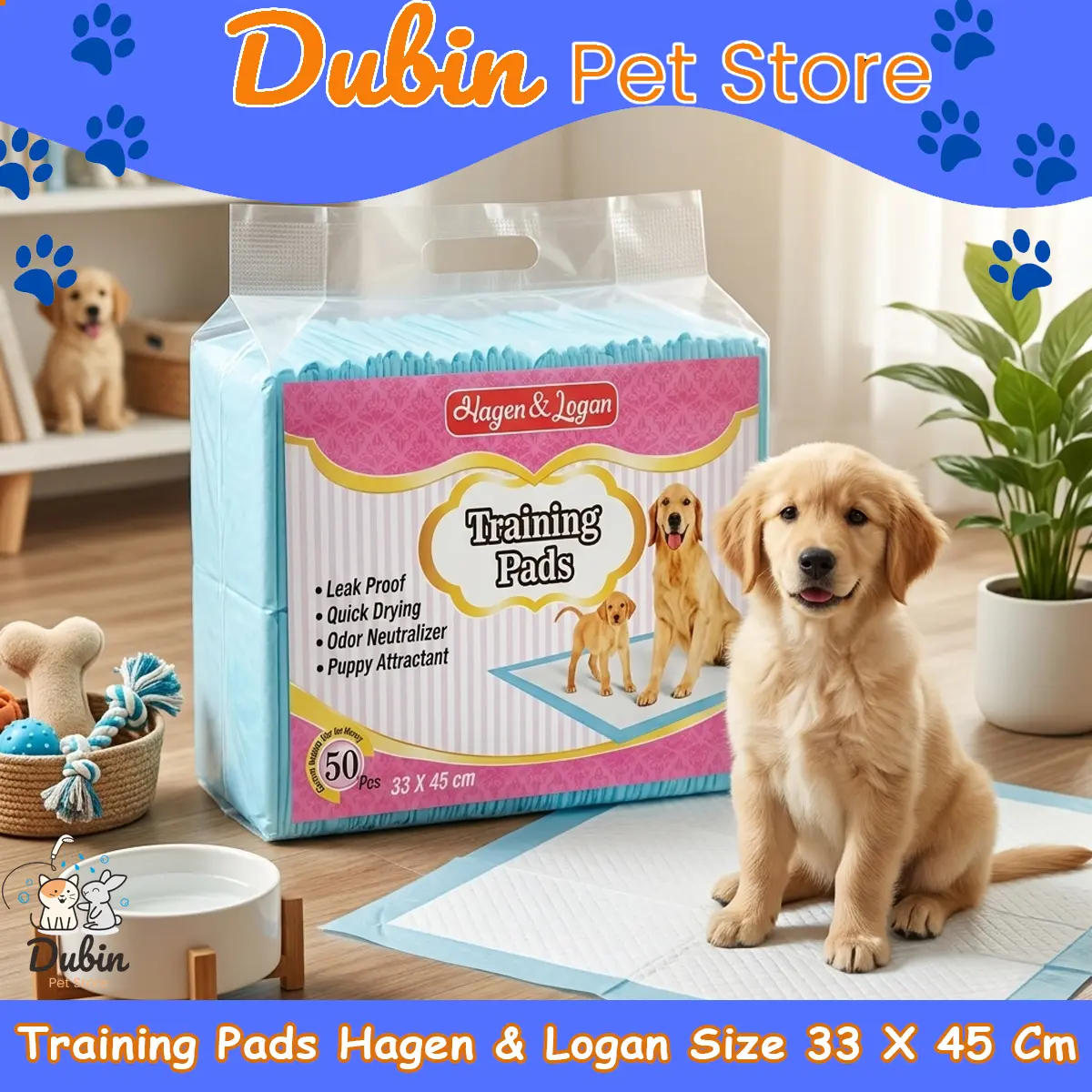 Training Pad Hagen Logan Underpad 30x45 Alas Tilam Alas Pipis