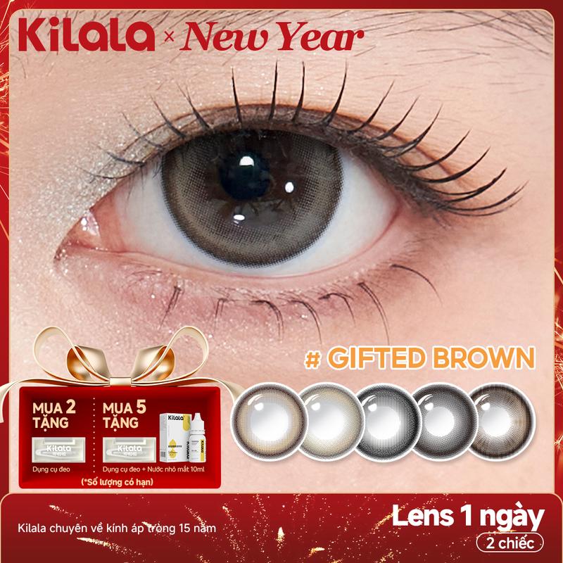 2 chiếc Kilala lens daily kính áp tròng 1 ngày màu Orange Brown DIA 14.5mm độ cận 0-7 lens êm mềm tông cam nâu tự nhiên phù hợp makeup nhẹ & chụp ảnh xinh