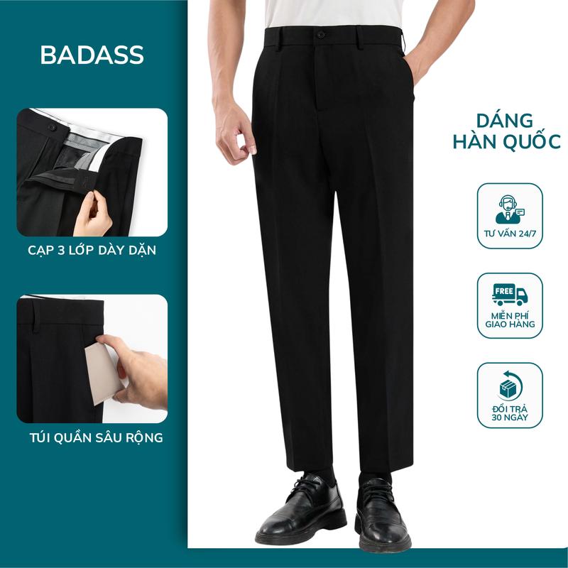 Quần âu nam BADASS cạp 3 lớp cao cấp 360 Boutique quần tây dài slim crop tôn dáng che khuyết điểm kiểu Hàn Quốc thoải mái -QACOL420
