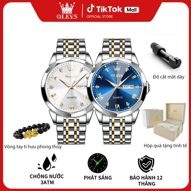 Đồng Hồ Pin Nam Chính Hãng Cao Cấp OLEVS - 9931 Dây Đeo Tay Chất Liệu Thép Không Gỉ Chống Nước 3ATM Size 41MM
