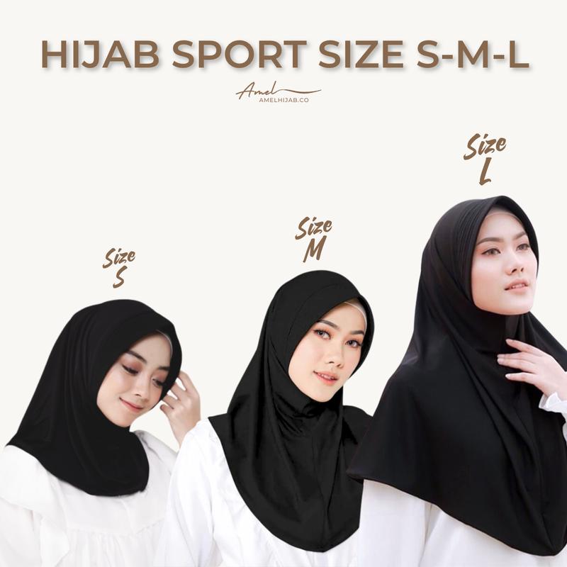Hijab Sport / Jilbab Sport / Kerudung Sport Size S M L Bergo Instan Lembut Nyaman Muslim Sporty 1