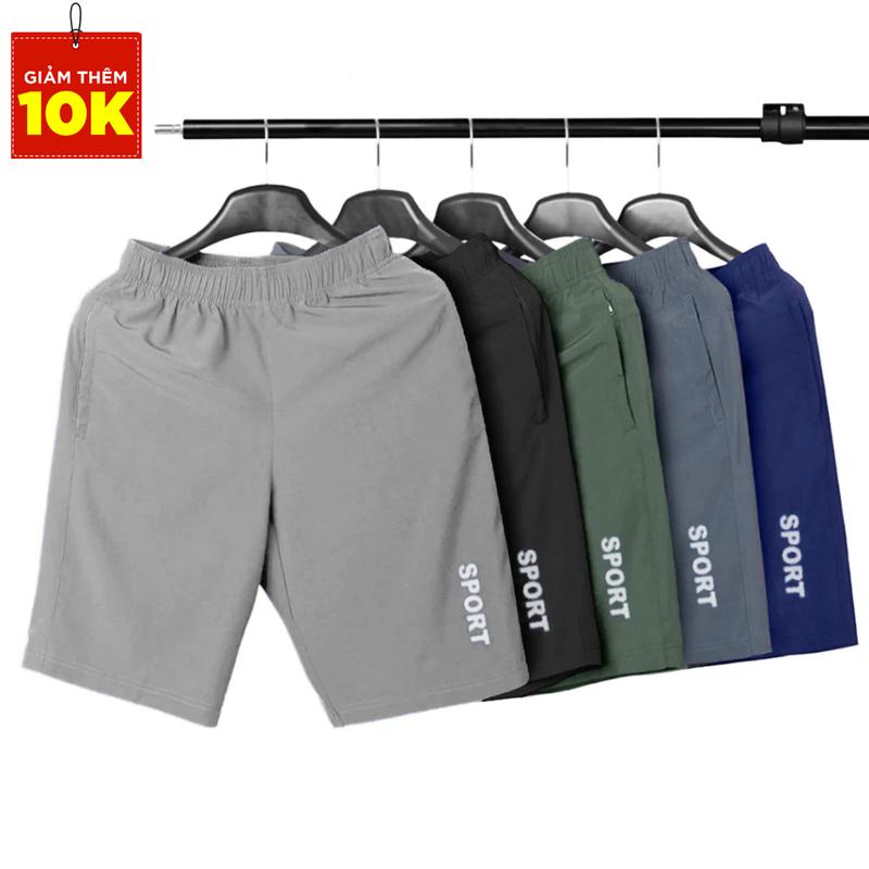 Giá Rẻ Combo 5 quần short nam in chữ SPORT vải gió trơn mỏng mát thoáng túi có khoá kéo mặc co giãn quần đùi nam giá rẻ chất lượng thích hợp đi chơi du lịch thể dục thể thao mặc ở nhà.