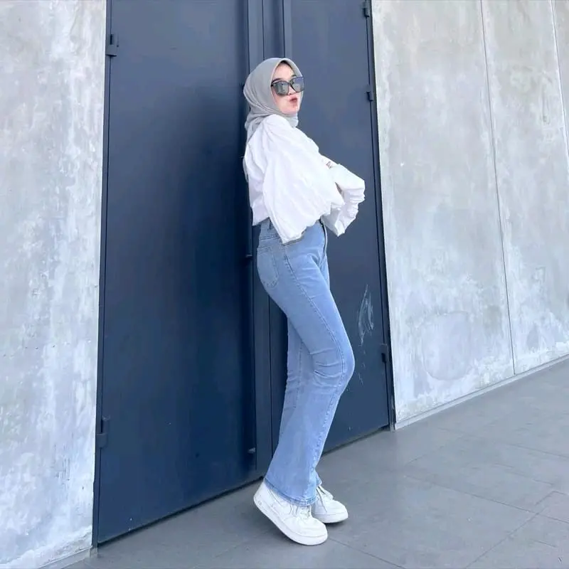 SBL Highwaist Cutbray Jeans Wanita Kekinian Celana Denim Panjang Kerja Hitam Street Style Pas trendy jeans abu kehitaman combinasi hijau Nyaman Biru Muda 2