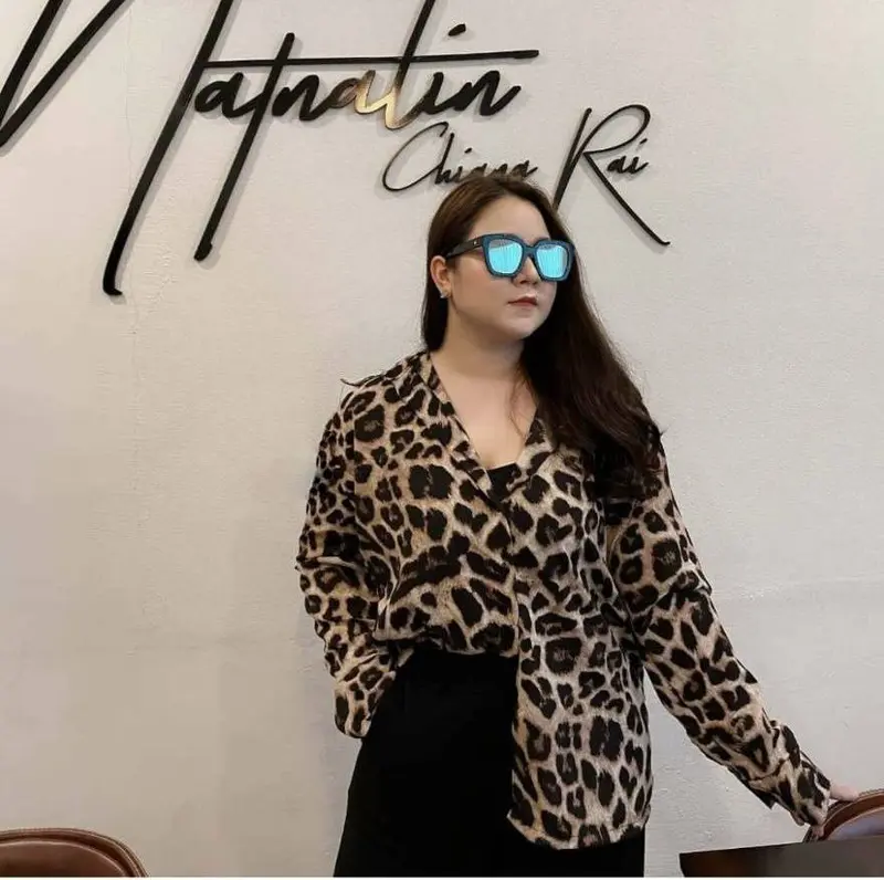 kemeja leopard jumbo / kemeja leopard LD 120 / kemeja leopard oversize Baju  Rayon Panjang 1
