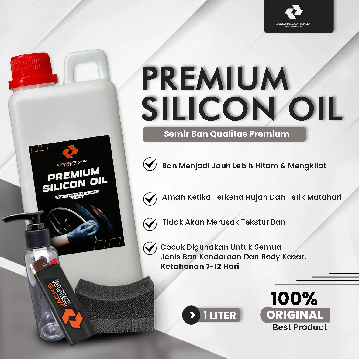 Jacks Silicon Oil 1 Liter (Premium Semir Ban Motor&Mobil) Car Kendaraan semir ban