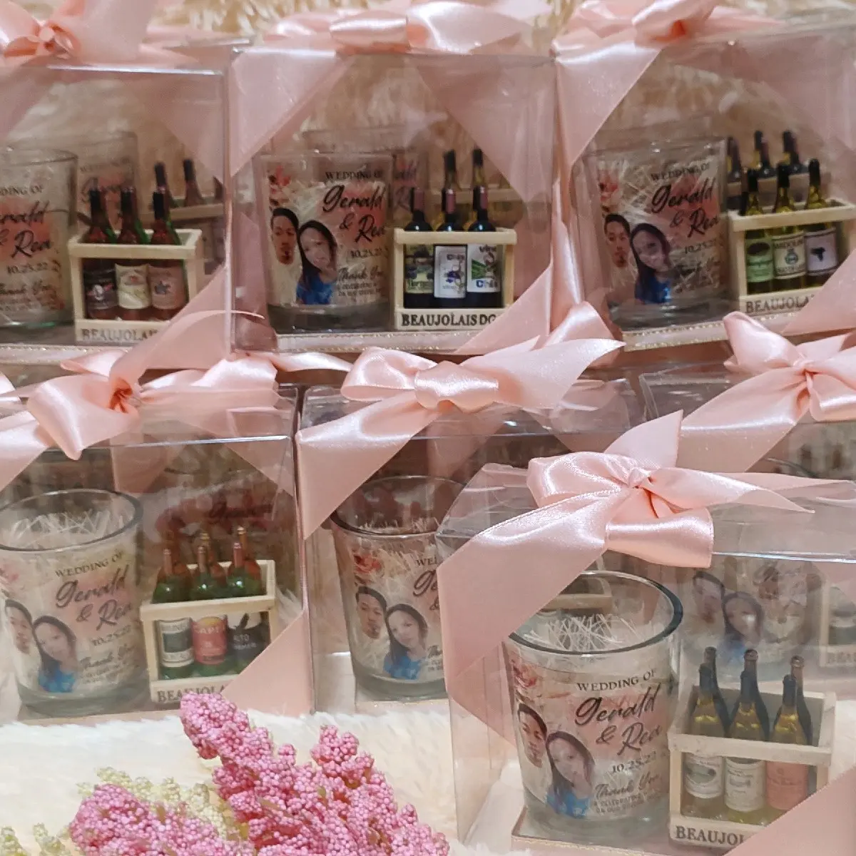Personalized Shotglass with Miniature Wine Bottles Set Magnet for Souvenirs | Party Favors | Giveaways