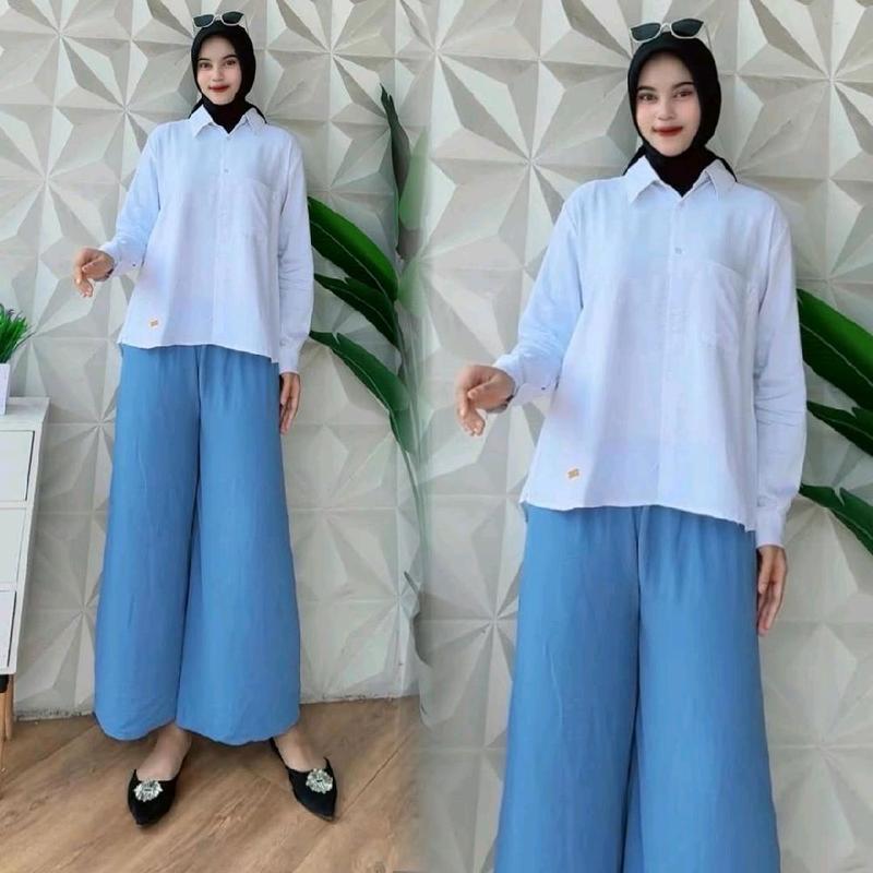 Celana Cringcel Airflow kulot panjang tali serut pinggang full karet ada saku aktif kanan kiri Bawahan Crinkle Wanita 1