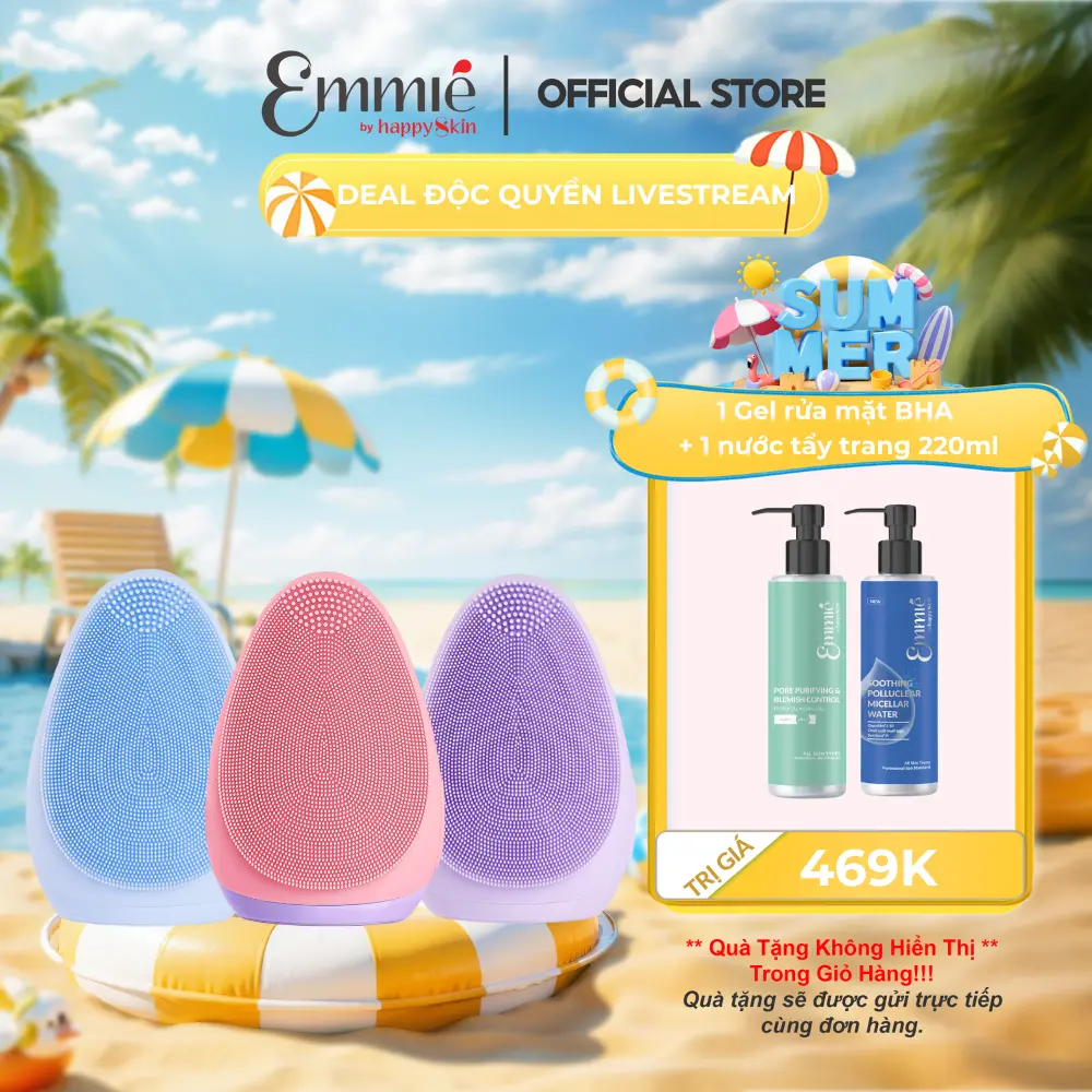 [Happyskinvn] Máy Rửa Mặt Đa Năng Emmié Premium Facial Cleansing Brush Sonic -Đạt Chứng Nhận FDA [CO1]
