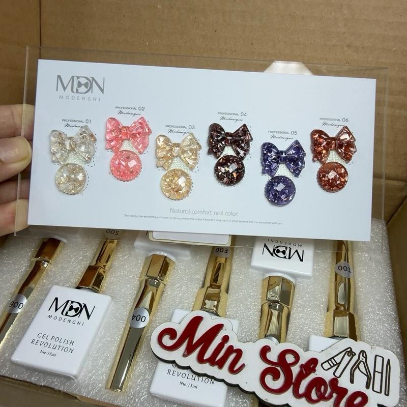 Sét sơn gel nhũ xà cừ 6 màu mẫu B - kèm bảng màu sơn móng tay làm nail