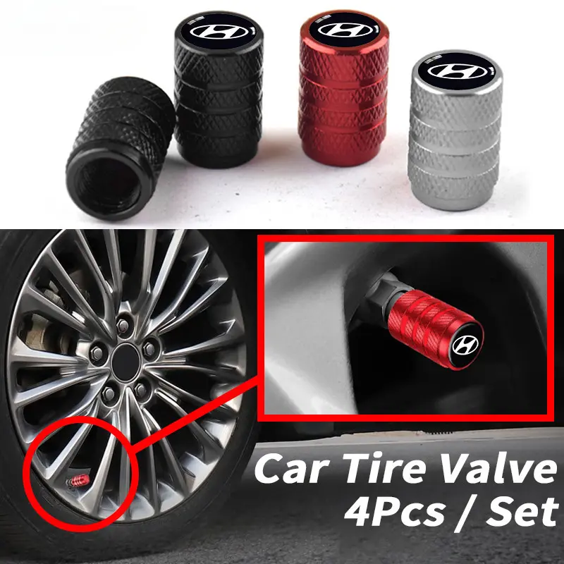 Nắp Van Lốp Xe Ô Tô Hyundai, XMT, 4 Cái, Chất Liệu Hợp Kim, Nắp Van Lốp Bánh Xe Ô Tô, Nắp Đậy Nắp Khí Thân Lốp, Thích Hợp Cho Hyundai Accent Ioniq 5, Kona, Tucson, Reina, Địa Điểm, Creta, Santa Fe, Eon, Staria, Veloster, Stargazer