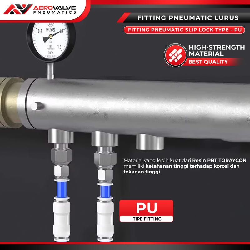 PG Fitting Lurus Reduce Pneumatic Slip Lock Selang Ke Selang Type MPG |Fitting pneumatic selang Reducer Connector PG 2