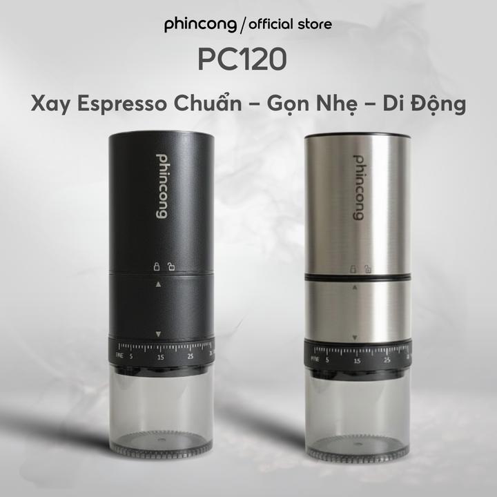 Máy Xay Cà Phê Cầm Tay Phincong PC120 Lõi Thép + Tặng 50G Hạt Robusta