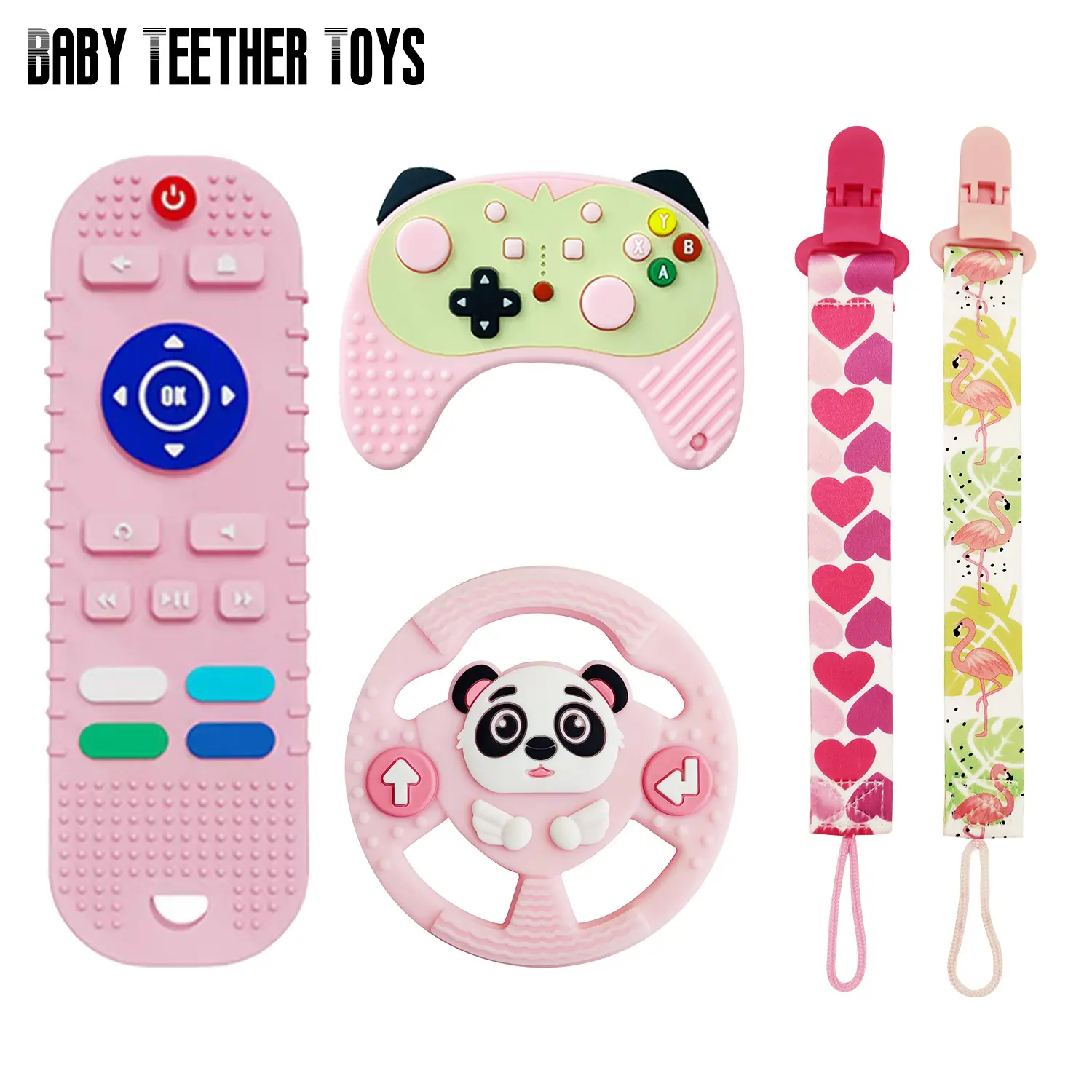 Durable Silicone Molar Stick Baby Teether, 1 Count Comfort Food Grade Silicone Remote Control Bite Glue, Game Controller Pad Shape Teething Relief Toy, Fidget Toys, Birthday Gift