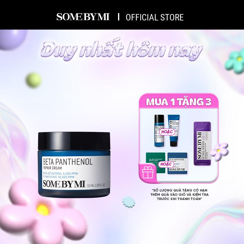 LIVE Quà tặng 1 toner B5 30ml hoặc 1 kem dưỡng B5 20ml + 1 kem mắt 1ml + 1 kem dưỡng B5 1.5ml hoặc 1 kem aha 1.2g Some By Mi Kem dưỡng ẩm sâu Some By Mi Beta-Panthenol Repair cream 50 ml Women