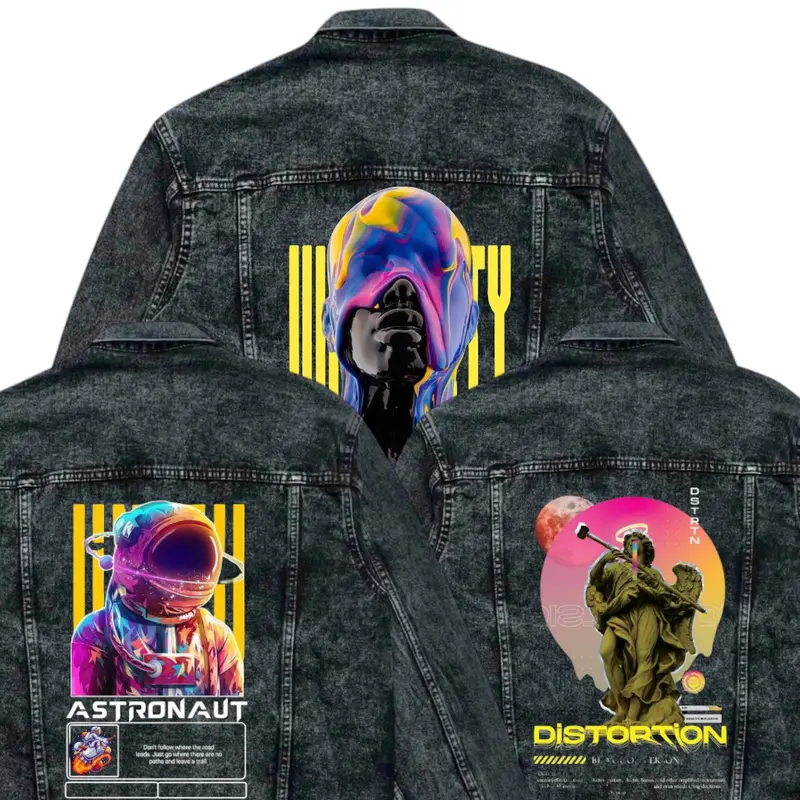 Jaket Jeans Premium Denim Unisex Sandwash Bomber Parasut Cowok Hitam Panjang Wanita Pria Distro 0