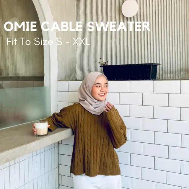 Damawa Cable Sweater Oversize Wanita Fit BB 100 KG Atasan Knitwear Cro Crewneck 1
