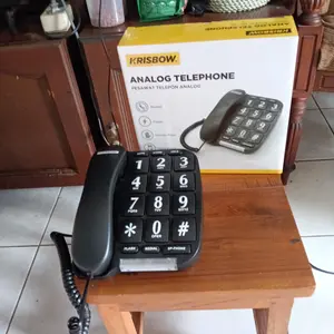 AZKO Krisbow Telepon Analog Big Button Telephone Telpon Rumah Alat Komunikasi Elektronik Rumah Hotel Restoran