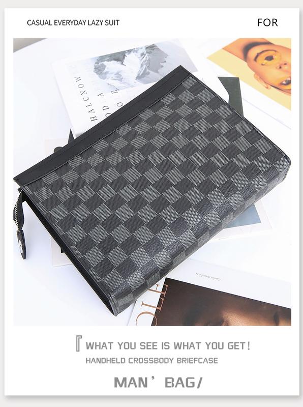 Product Introduction of Handbag Handbag 2023 new fashion men&#039;s bag plaid leisure business briefcase file bag envelope bag 8