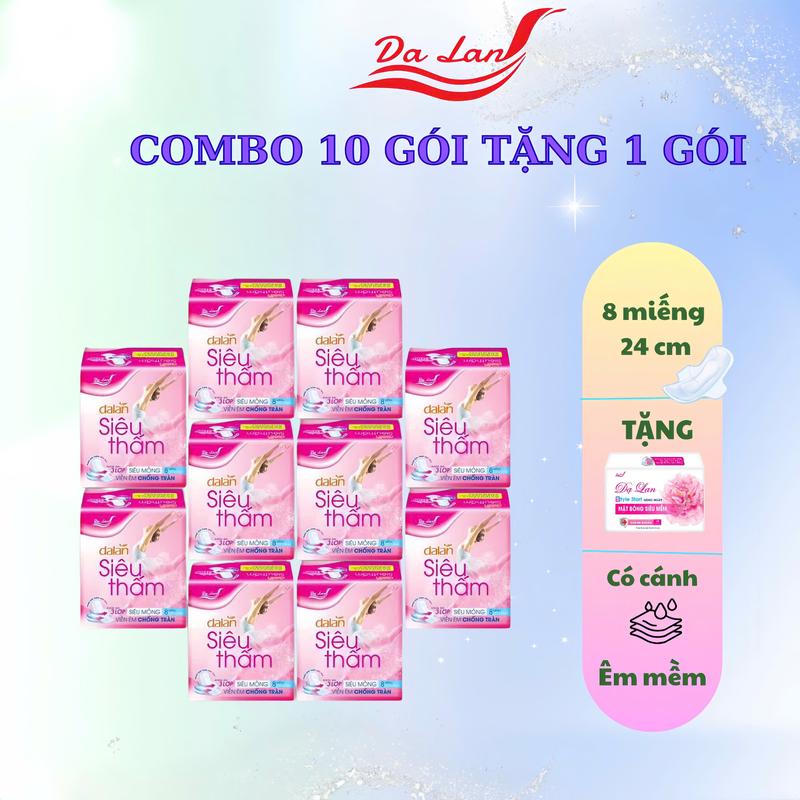  SP3- 10 GÓI Băng vệ sinh DẠ LAN KHÔNG MÁT-  KHÔNG MÙI mặt bông siêu thấm viền êm chống tràn có cánh  TẶNG 1 GÓI BVS HÀNG NGÀY  Tampons bvs  tặng Vietnam ban  vệ 