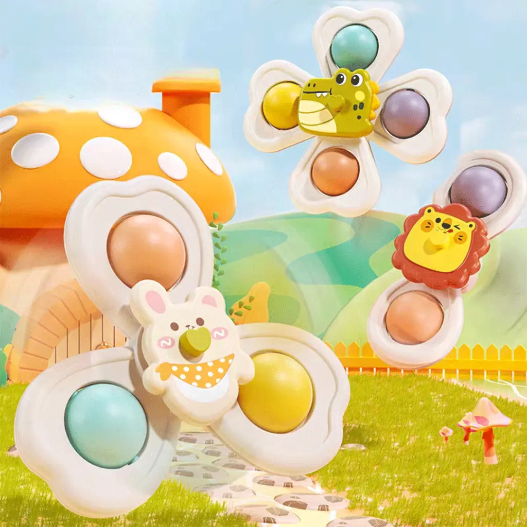 3 in 1 Spinner Toys Fidget Spinner Fidget Toys Toy Spin  Bath Toys Rotation Spin Wall Suction Sucker Turn