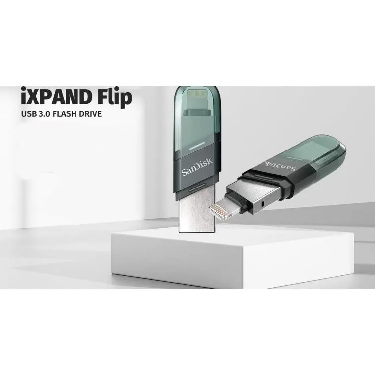 Sandisk iXpand Flash Drive Flip USB to Lightning for iPhone 64GB/128GB/256GB (USB 3.1)(2 Years Local Warranty)