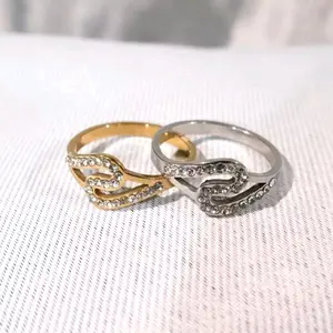 CE88 Cincin titanium permata ikatan //cincin wanita anti karat anti luntur Rings