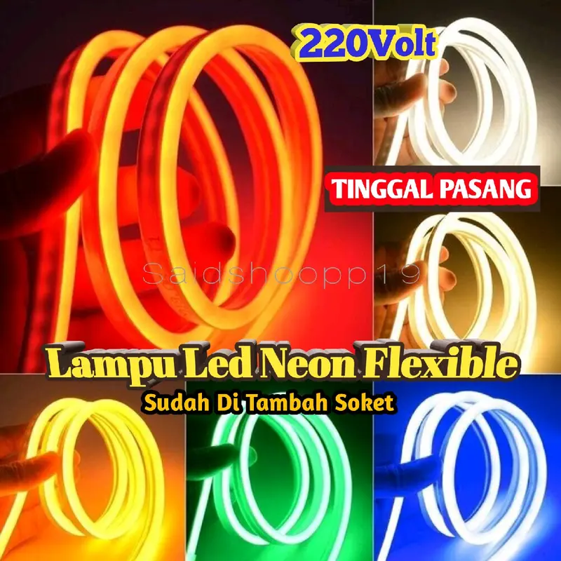 Lampu Detak Jantung 1.2.3.4.5 Meter Lampu Led Neon Flex220volt Sudah di pasang soket 0