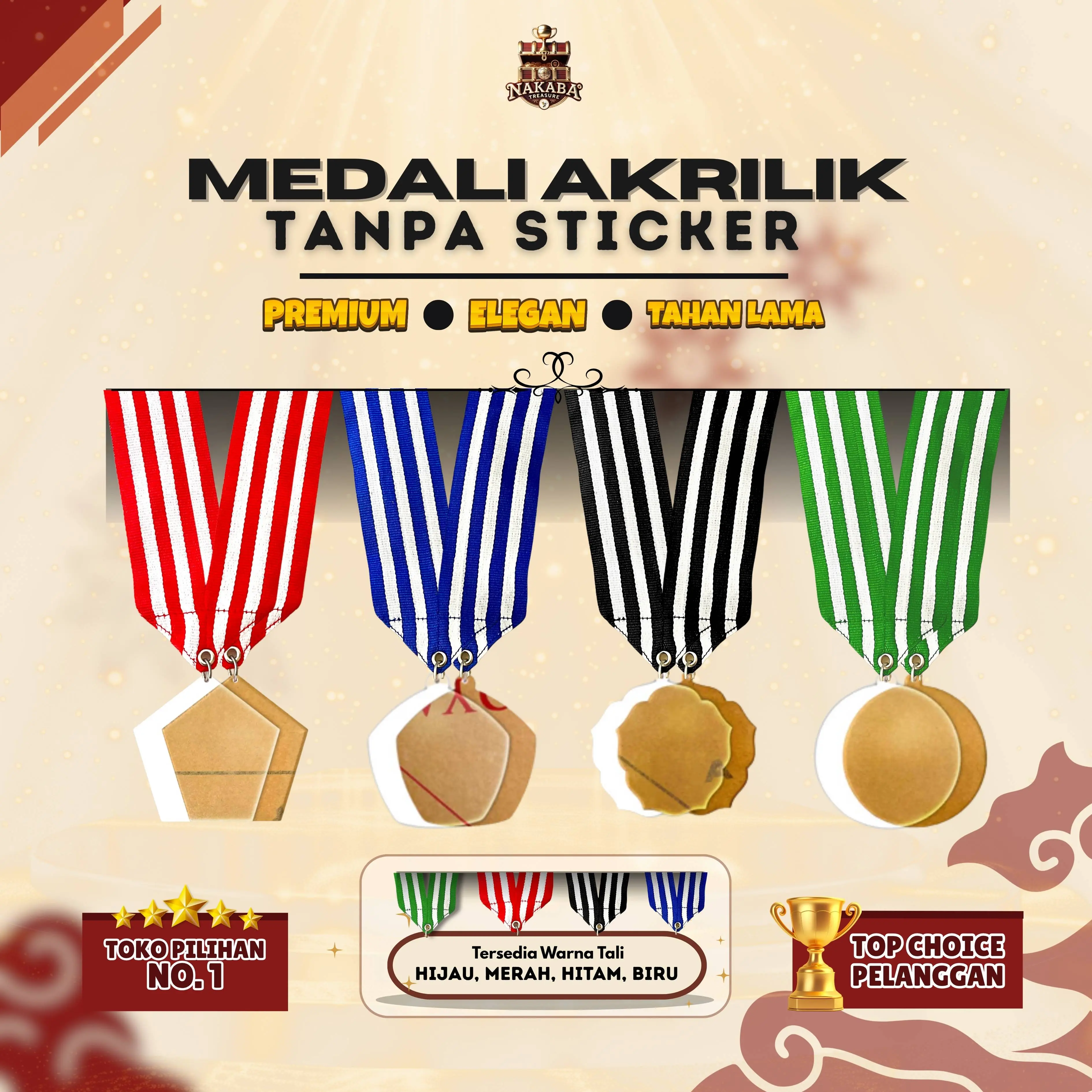 Medali Akrilik Penghargaan dan Kenangan Wisuda Kejuaraan Perlombaan Olimpiade Hadiah Souvenir Perayaan Plus Tali