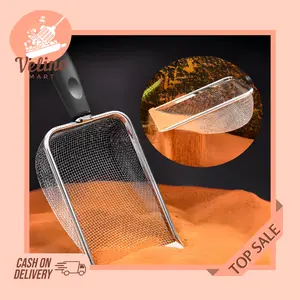 Saringan Stainless Steel / Saringan Kawat Penyerok Pasir Halus / Sekop Pasir Kucing / Sekop Kotoran Hewan Serbaguna
