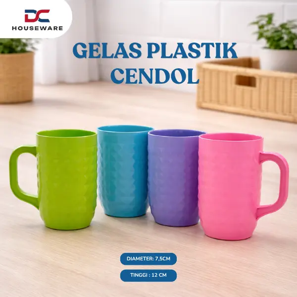 ( GELAS CENDOL ) Gelas Plastik Warna-Warni / Gelas Minum Plastik Tebal Motif Diamond/ Anti Pecah Murah / Promo Ramadhan