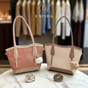 UNINDA [Ekana Bag] - Totebag Wanita Kekinian Tas Kuliah Tas Kerja Shoulder Bag Kulit Sintetis Anyaman