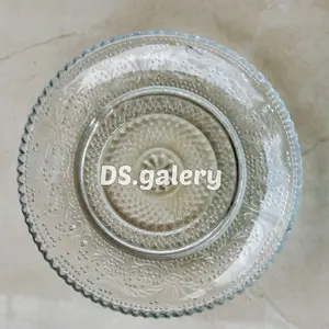 Lepek kopi kaca motif cantik 4.5inch-lepek kopi isi 6 pcs-Tatakan gelas kaca-lepek teh