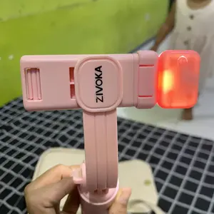 (Gratis  100%Asli Lampu Pengisi) ZIVOKA Tripod Tinggi 1700mm, Rotasi 360°, Tripod yang Dapat Disesuaikan, Tongsis, Remote Control Bluetooth dengan Lampu LED - ZT01