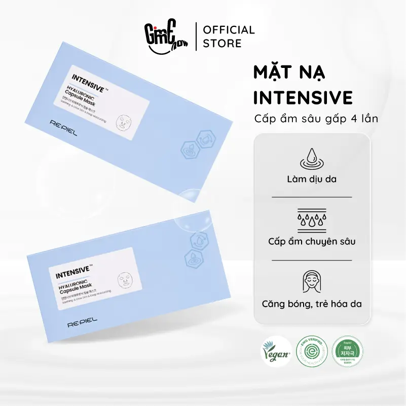 Mặt nạ cấp ẩm Repiel - Mặt nạ làm dịu da, phục hồi da - INTENSIVE - HYALURONIC - Capsule Mask (Hộp 4 viên nhộng)