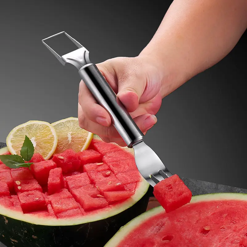 2pcs New Watermelon Cutting Tool - Stainless Steel Double Headed Watermelon Fruit Slicer - Multi functional Fruit Pulp Cutting Tool