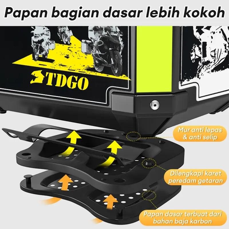 【100% barang asli 】48 L Kapasitas Besar Tahan air Box Belakang Motor Kotak penyimpanan MOTOR MURAH ABS belakang sepeda motor untuk Gunung sepeda motor dengan lampu strip reflektif suku cadang bagasi bak truk Tail Top Box Almunium Alloy Case Motorcycle
