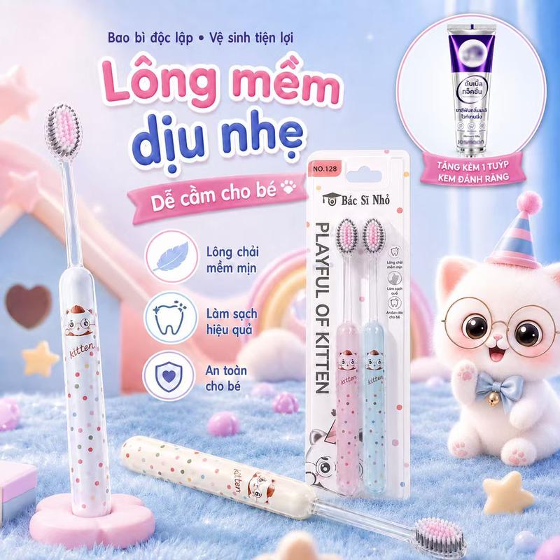 Vẻ đẹp cao dễ thương hoạt hình chó con bàn chải đánh răng mềm tóc rộng đầu…
