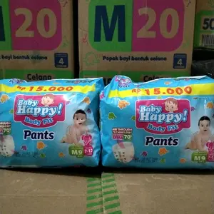 2 pax Baby Happy Popok Bayi Celana M9 Body Fit Anti Bocor Lembut dengan Airthrough Technology Nyaman dan Aman untuk Bayi