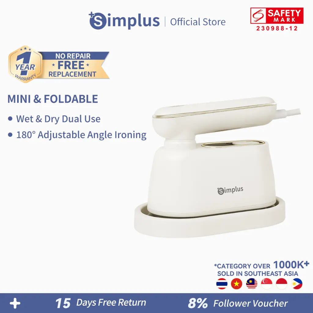 Simplus Garment Steamer Handheld Foldable Portable Dry Steam Iron Travel Size