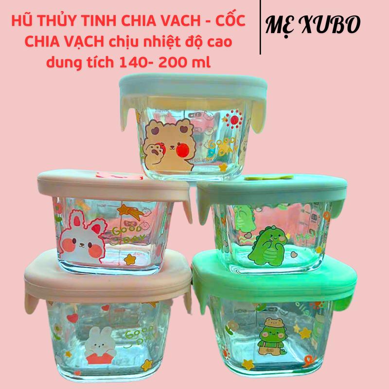 Hũ Thủy Tinh Chia Vạch - Nắp Silicon - Hộp Thủy Tinh Trữ Đông Cho Bé Ăn Dặm- Chịu Nhiệt Độ Cao – Tiệt Trùng Được Trong Máy Tiệt Trùng