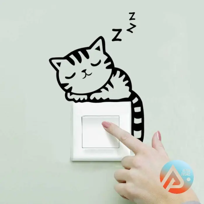 CEKOUT!! Sticker Saklar Lampu Lucu Imut Kucing Tidur Wallpaper Dinding 4