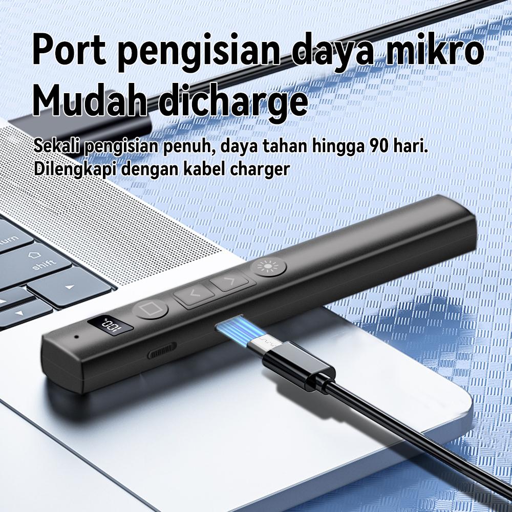 NEXID Laser Pointer Presenter Wireless USB Pen Laser Hijau Presentasi PPT Jarak 200 M