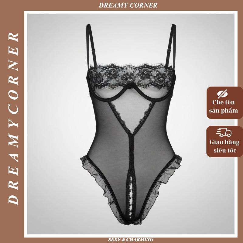 Bộ đồ ngủ ren sexy xuyên thấu, đồ lót gợi cảm thiết kế dây đan táo bạo, phong cách quyến rũ CHE TÊN JS15