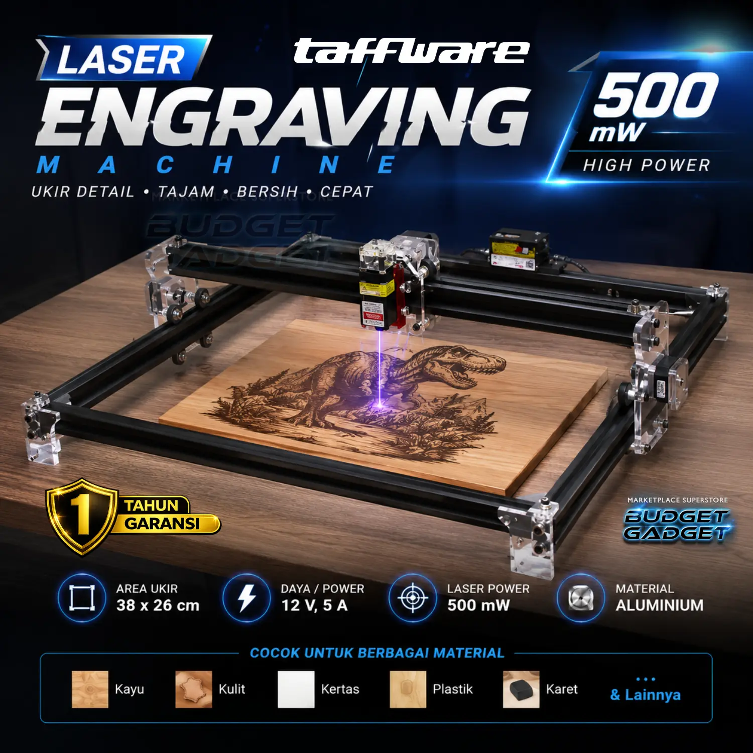 Taffware Printer Ukir DIY Laser Engraving Machine CNC Focus Adjuster 500mW 60W - DVP6550