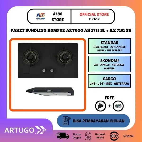 Paket Bundling Kompor Tanam Artugo AH 2713 BL + Cooker Hood AX 7101 SB (70cm)