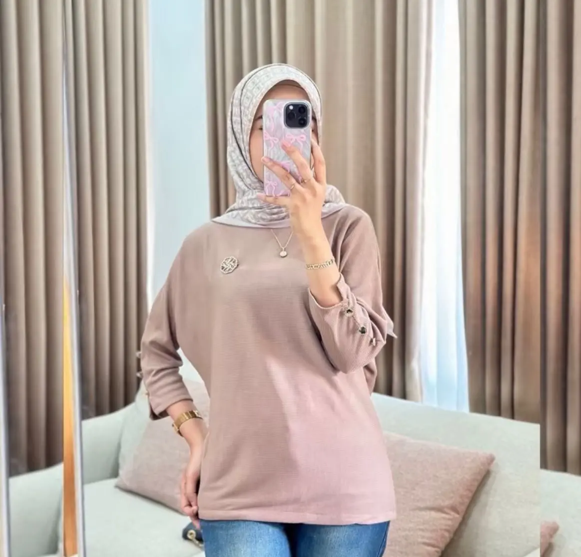 ￼Olivia Batwing Top Blouse Knit Batwing Atasan Wanita